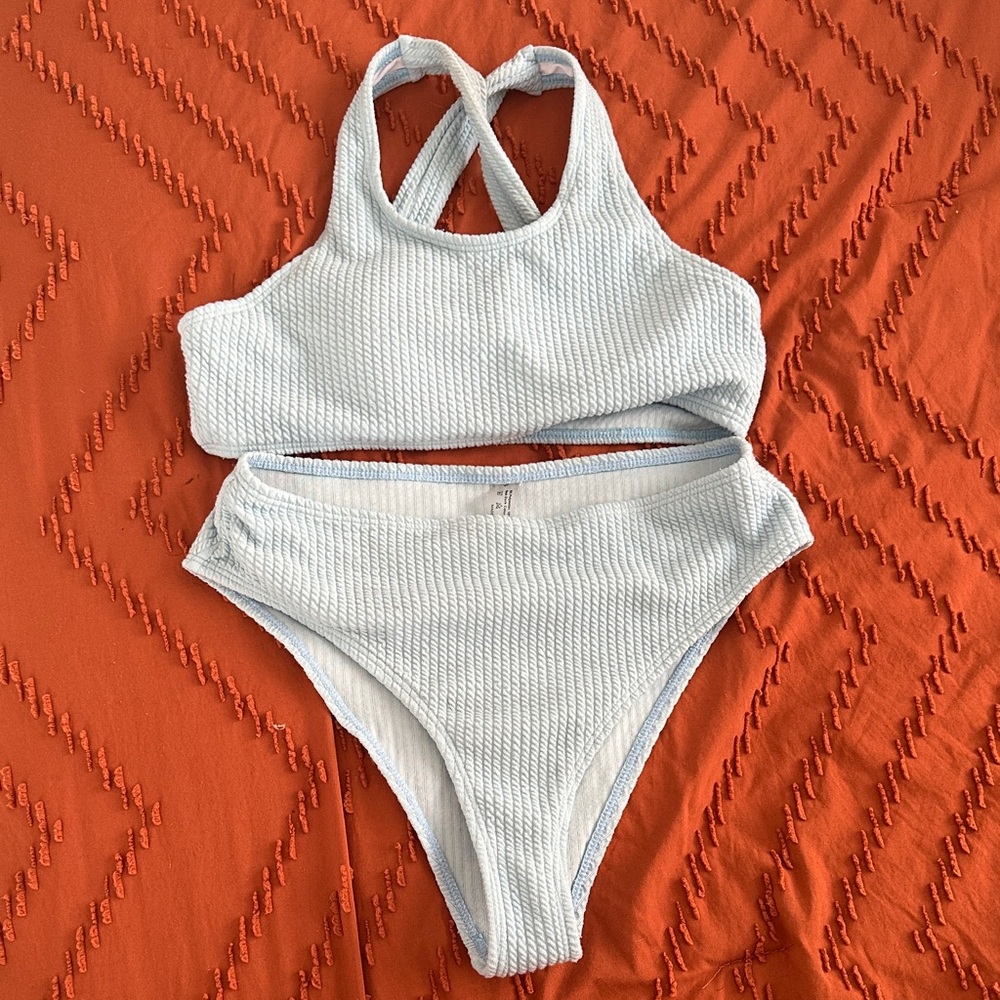 Light Blue Textured Bikini Set